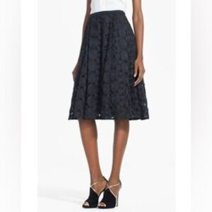 Anthropologie Tracy Reese‎ Black Raffia Circle Lace Midi Skirt Sz 4